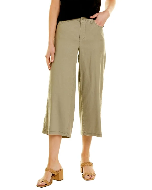 Spiritual Vitality NYDJ Petite Cropped Wide Leg Linen-Blend Pant