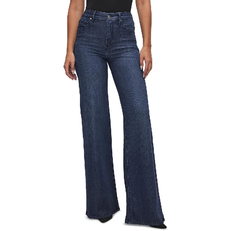 Elegant Design Plus Good Waist Womens High Rise Denim Wide Leg Jeans