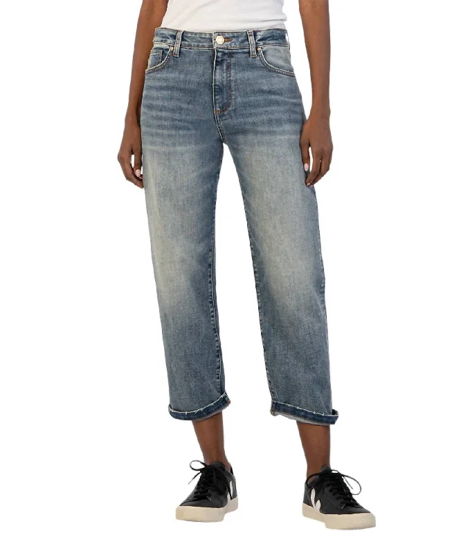 Elegant Wear Sienna Baggy Boyfriend Crop Jeans In Shaped Wash