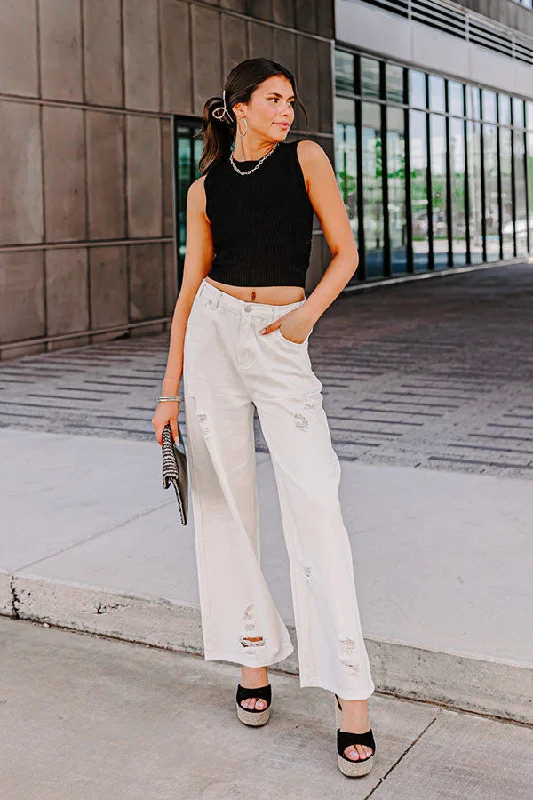 Layered Style The Benett High Waist Distressed Pants In Ivory