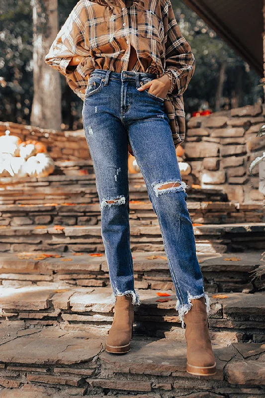 Unique Design The Griffen High Waist Distressed Ankle Jean