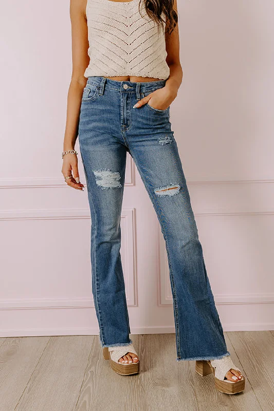 High-end Fashion The Patisserie High Waist Distressed Flare