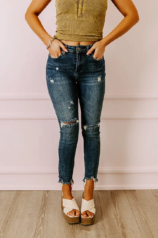 Knitted Design The Scout High Waist Distressed Relaxed Skinny in Medium Wash