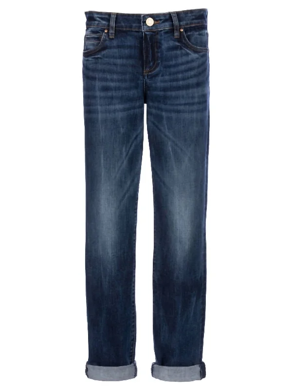 Sporty Elegance Women's Catherine Boyfriend Jeans In Dark Indigo Wash