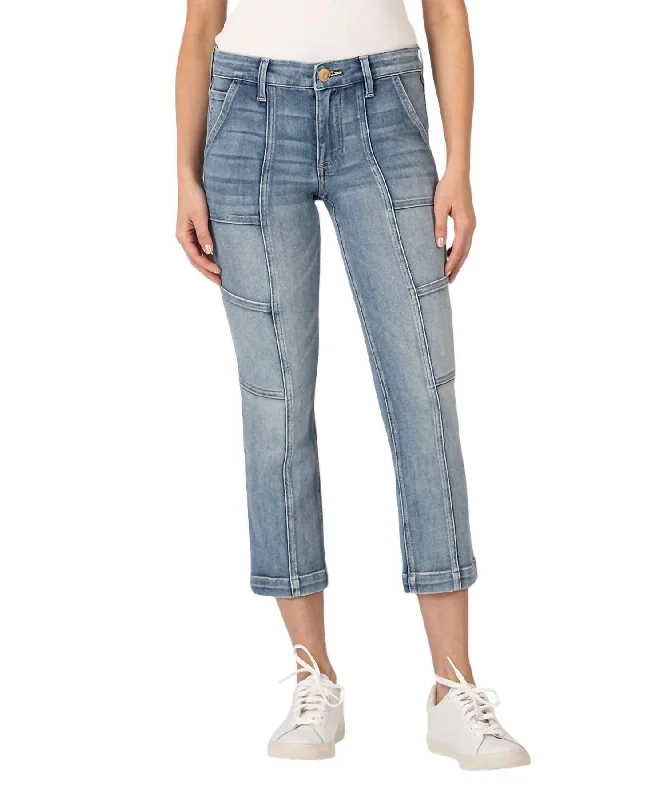 Soft Trends Women's Reese Mid Rise Crop Straight Leg In Light Indigo