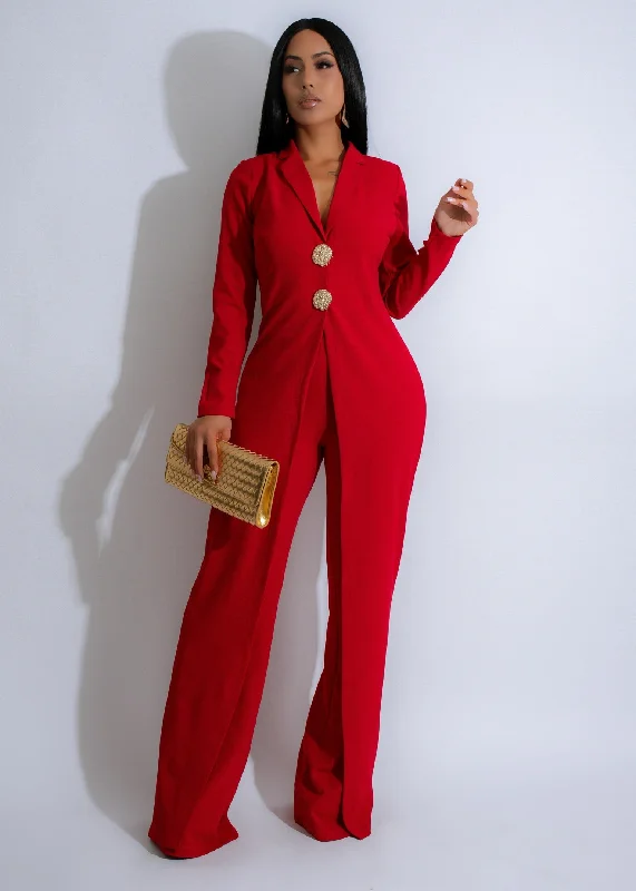 Black Tie Glam Jumpsuit Red