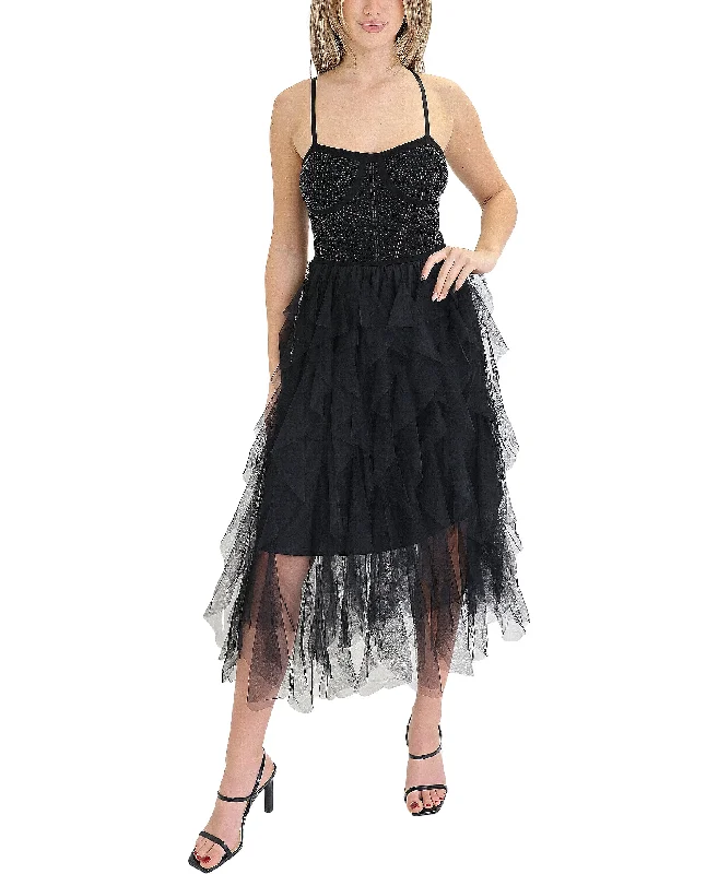 Easy Chic Wear Crystal Bodice Dress w/ Tulle Bottom