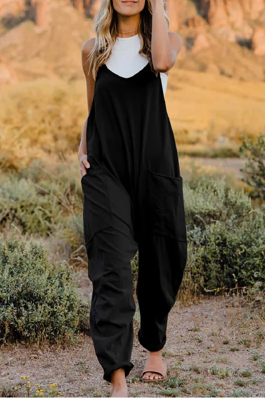 French Style Double Take Full Size V-Neck Sleeveless Jumpsuit with Pockets