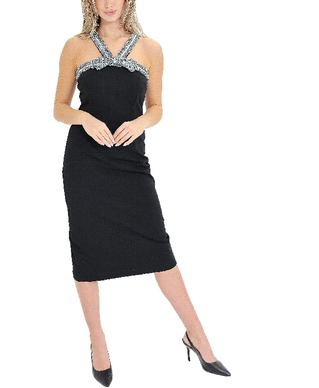 Soft Comfort Wear Dress w/ Sequin Bow Detail