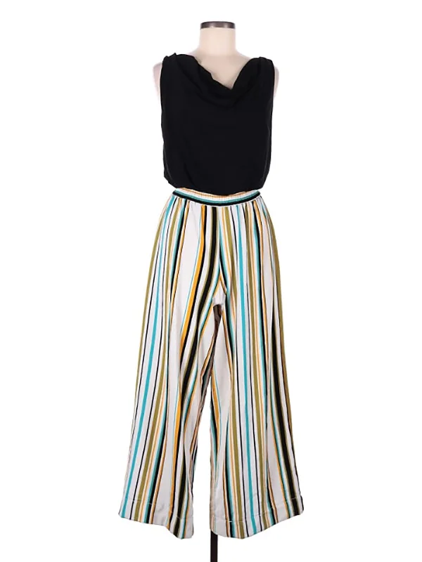 Soft And Comfortable Emma & Michele Size 3X (24) Black Stripe Jumpsuit NWT