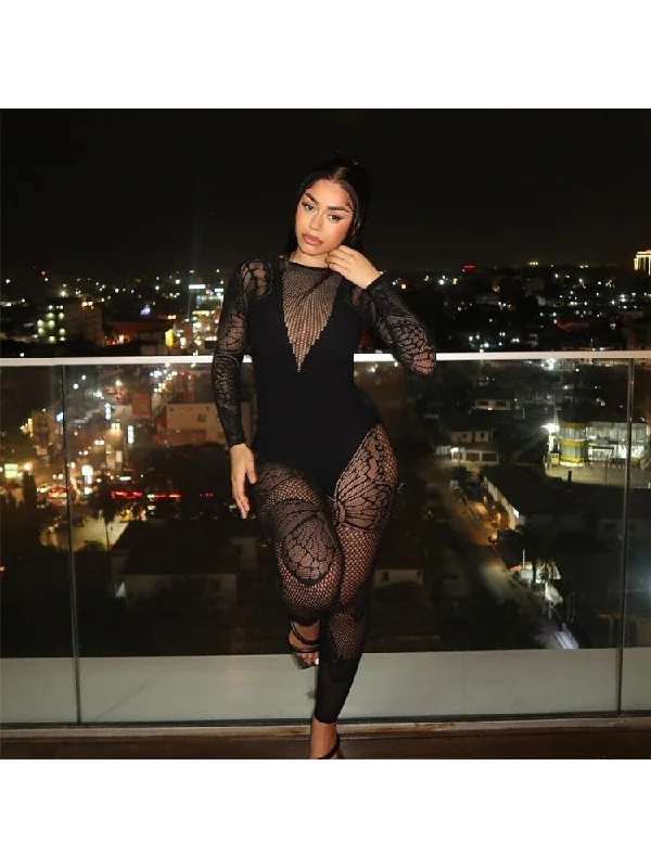 Relaxed Dresses Fashion Tight Sexy Black Long Sleeve Jumpsuits