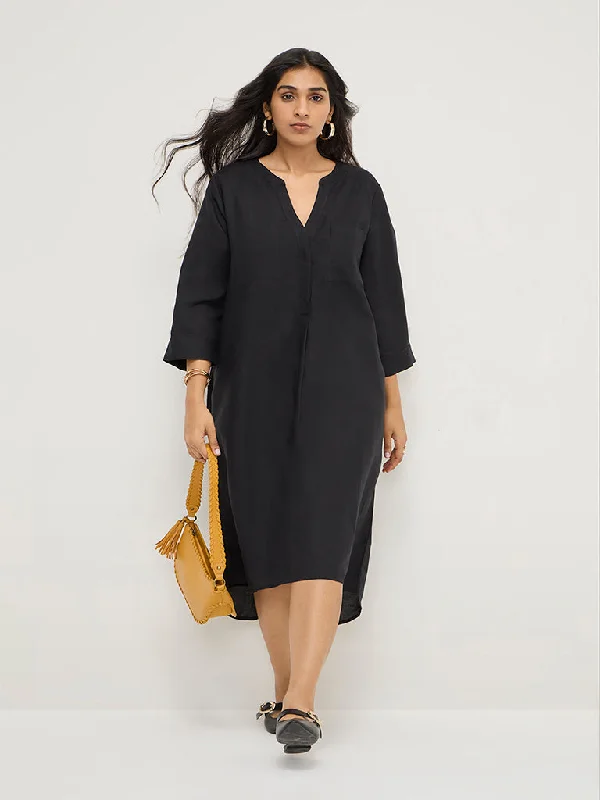 Cozy Outerwear Gia Black High-Low A-Line Dress
