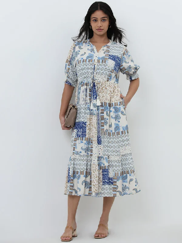 Editorial Design Gia Multicolour Printed Tiered Dress