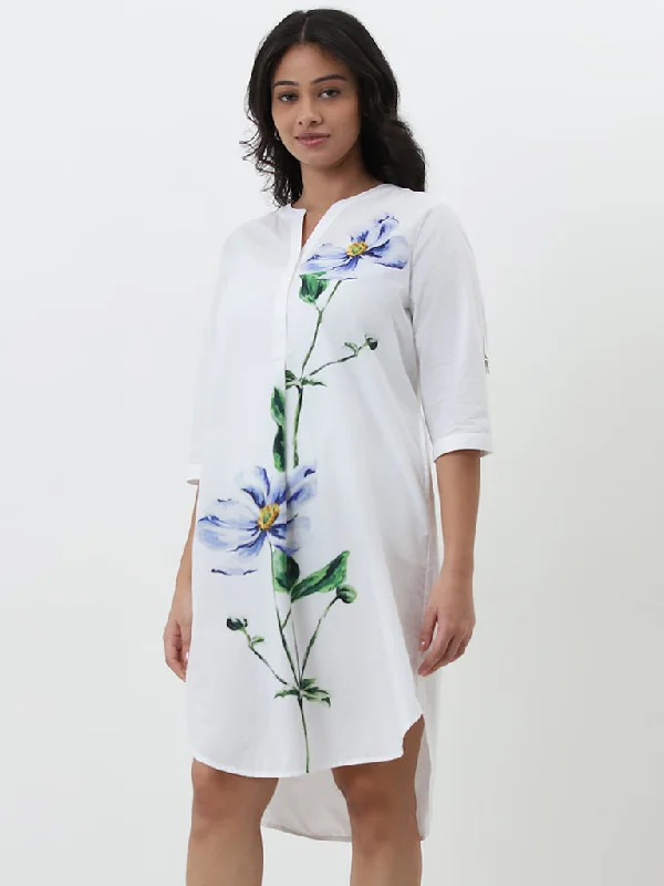 Cozy Chic Gia Off-White Printed Straight Dress