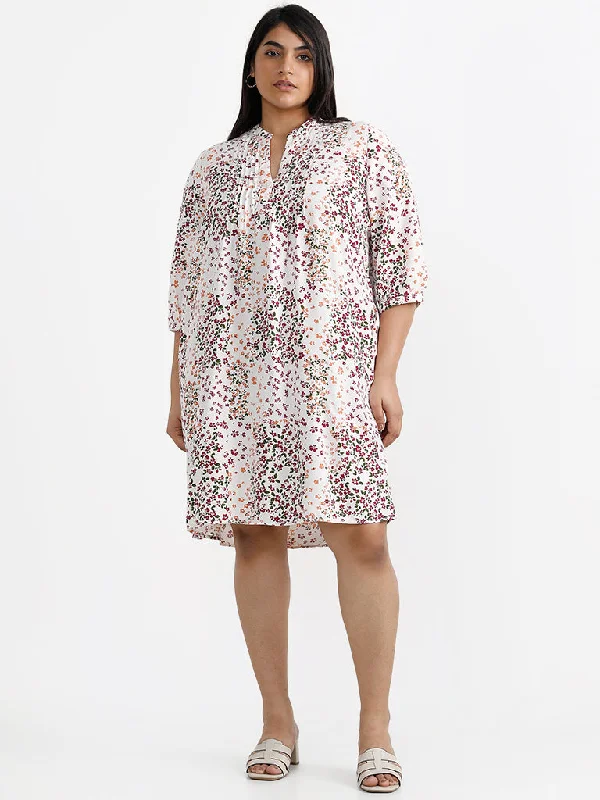 Modern Chic Gia White Floral-Patterned Tiered Dress