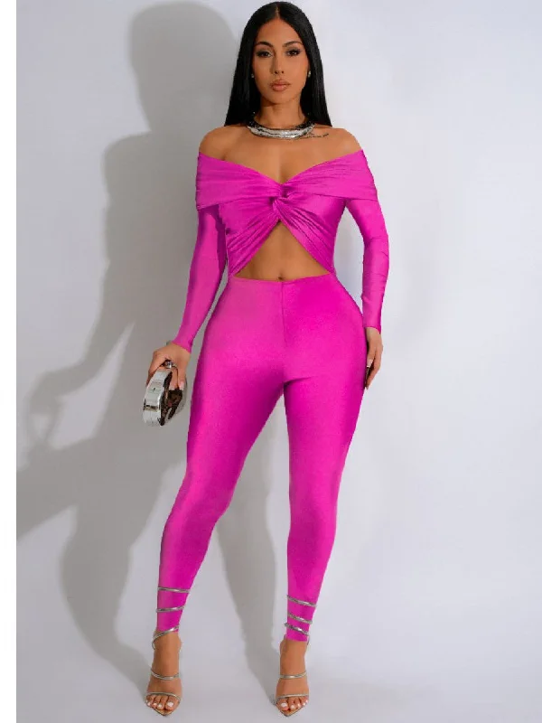 Minimal Style Hollow-out Ruched Off Shoulder Jumpsuits