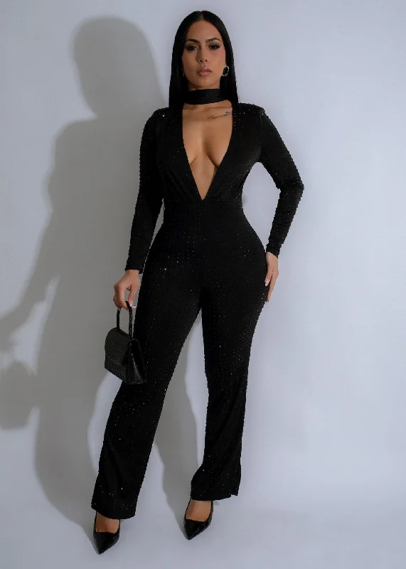 Inferno Nights Rhinestone Jumpsuit Black