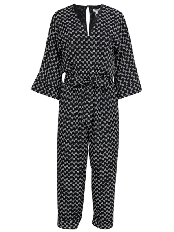 Fashion Style Joie Size XL (16) Black & White Geometric Jumpsuit