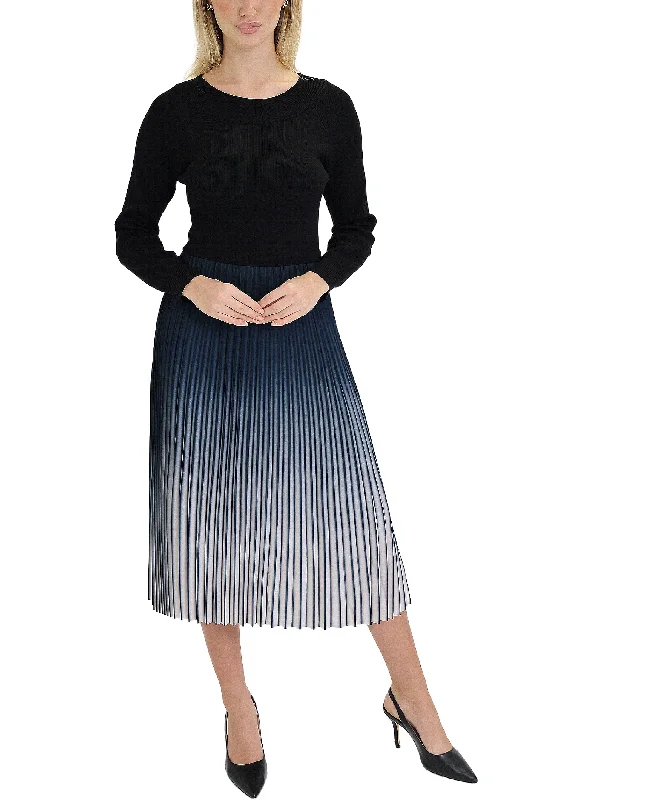 Noble Temperament Knit Midi Dress w/ Ombre Detail