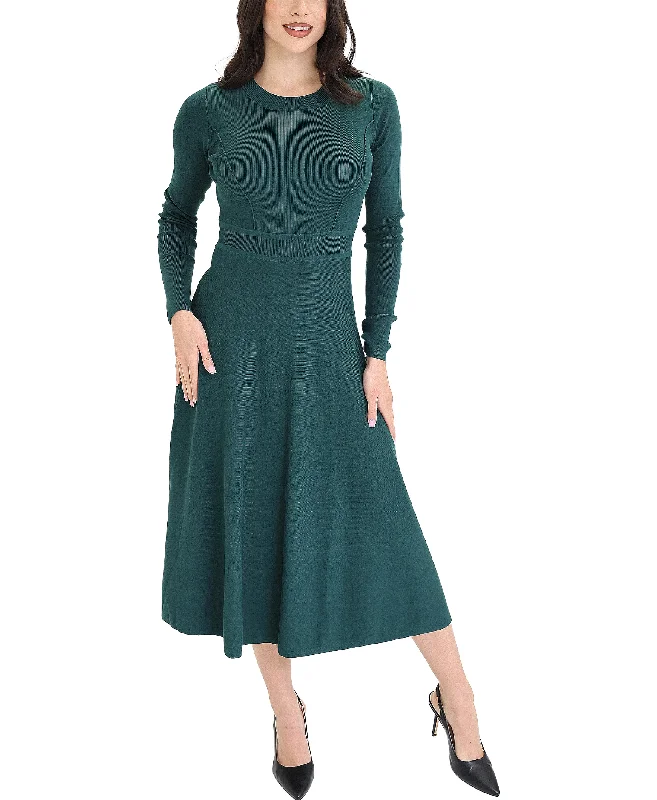 Chic Comfort Wear Knit Ribbed Midi Dress