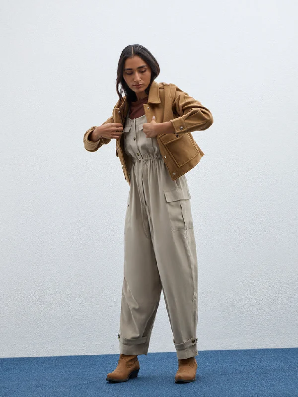 Warm Atmosphere LOV Beige Solid Jumpsuit