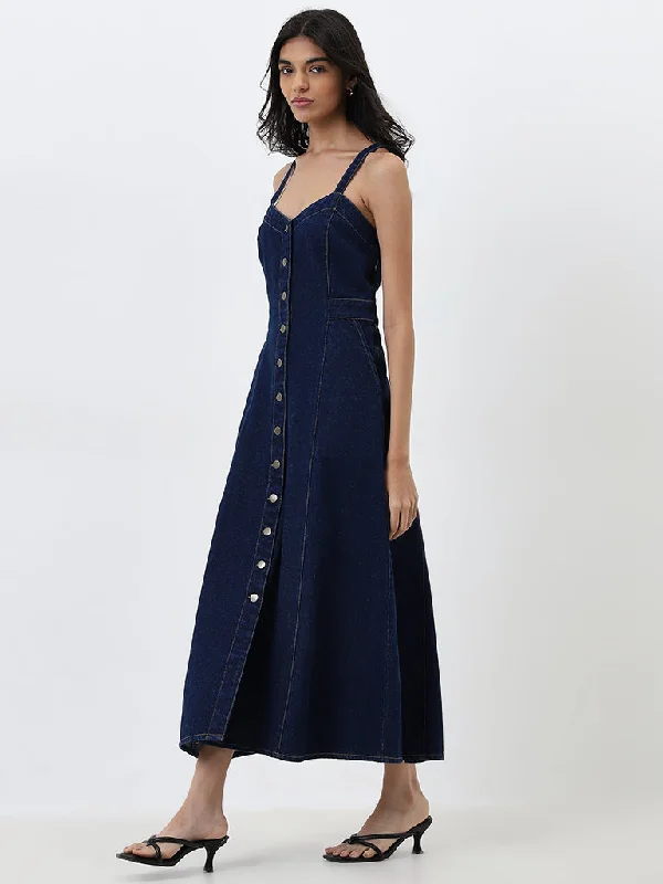 Fashion Classic LOV Dark Blue A-Line Denim Dress