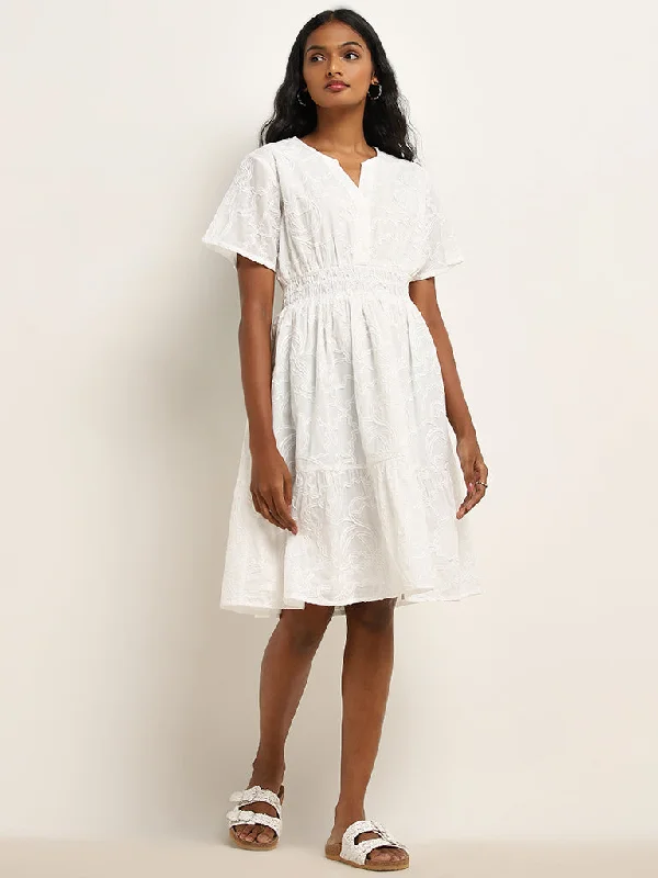 Cozy Outfit LOV White Embroidered Tiered Cotton Dress