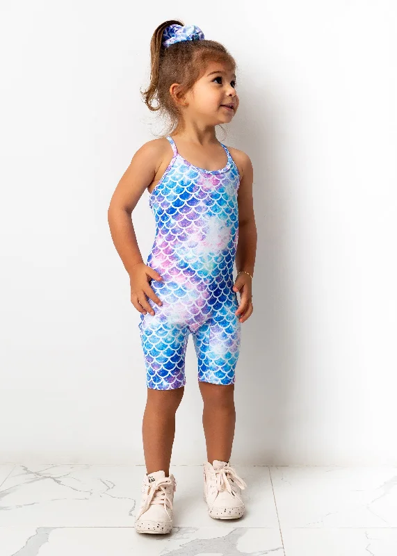 Easy-to-Wear Mermaid Paradise Kids Romper Blue