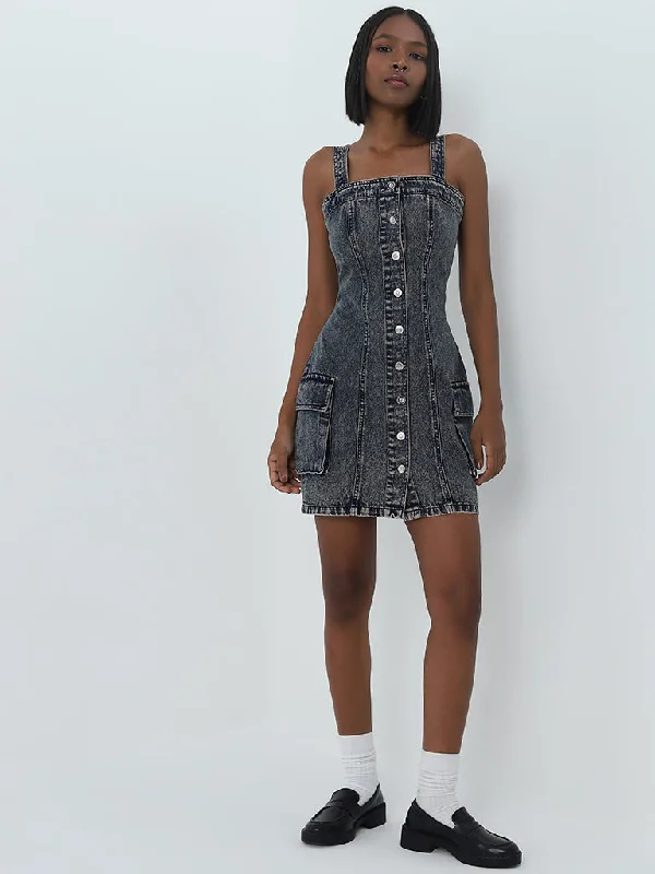 Soft Textures Nuon Dark Blue Bodycon Denim Dress