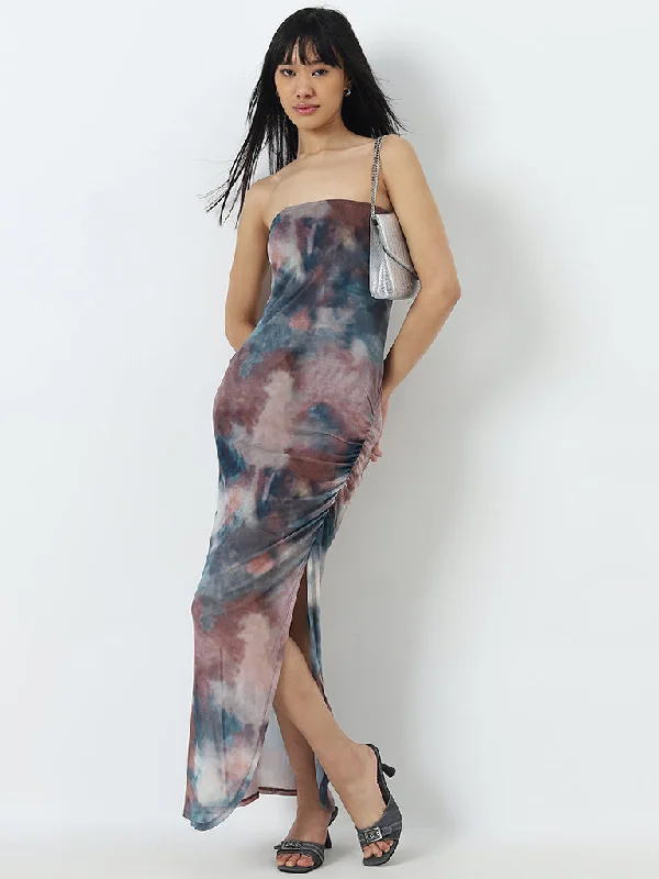 Cozy Chic Trends Nuon Multicolour Tie-Dye Design Cotton Tube Dress
