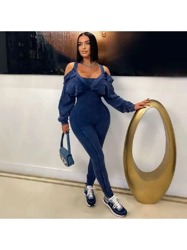 Fashionable Prints Patchwork Bodycon High Rise Jumpsuits