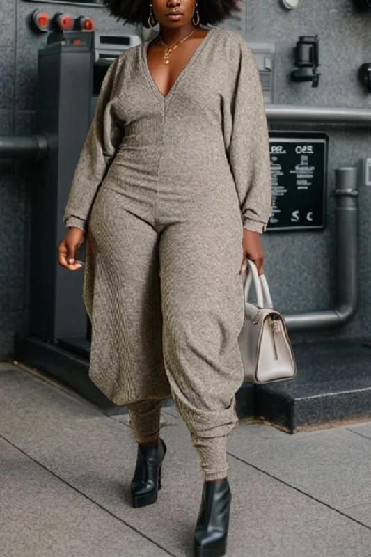 Editorial Design Deep V Neck Batwing Sleeve Jumpsuit
