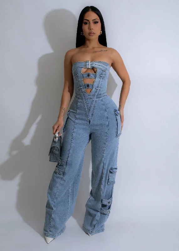 Steel Rebel Cargo Jumpsuit Light Denim