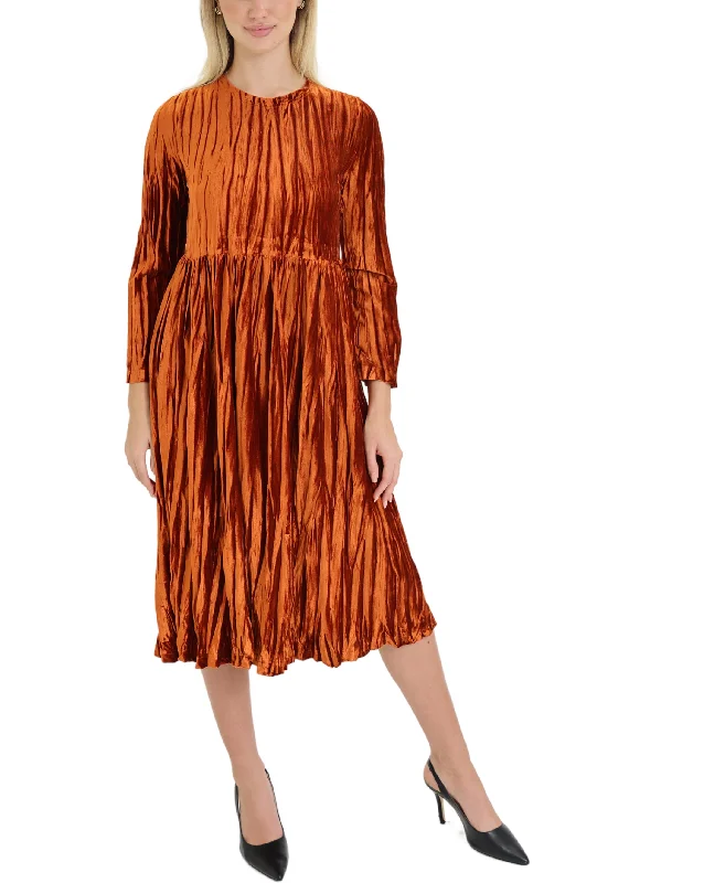 Floral Prints Velvet Midi Dress