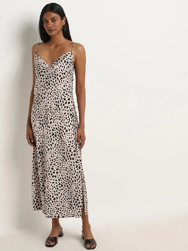 Minimal Comfort Wardrobe Beige & Black Animal Print Slip Dress