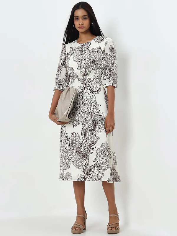 Chic Lounge Wardrobe Brown Floral A-Line Dress