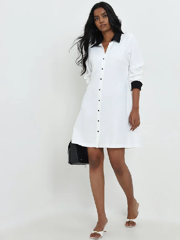 Casual Chic Outfits Wardrobe Ivory A-Line Shirt Dress