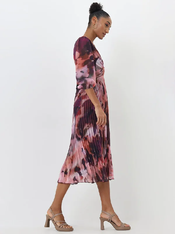 High-end Sense Wardrobe Purple Tie-Dye Empire Line Dress