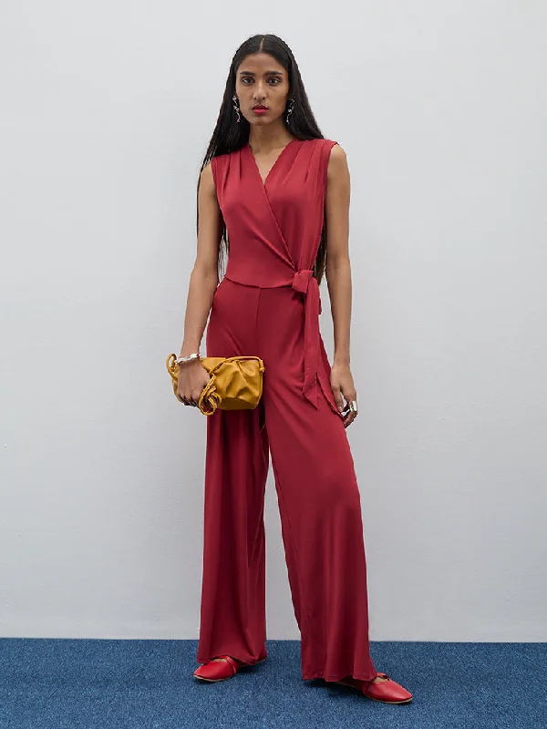 Design And Tailoring Wardrobe Red Knot-Detailed Jumpsuit