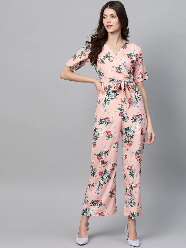 Loose Fit Pastel Floral Printed Jumpsuit