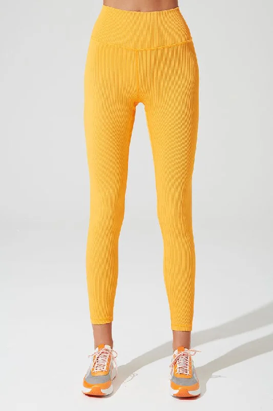 Soft Fabric Looks 7/8 High Waist Ribbed Legging - Saffron