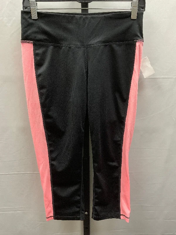 Athletic Leggings Capris By Ideology In Black & Pink, Size: M