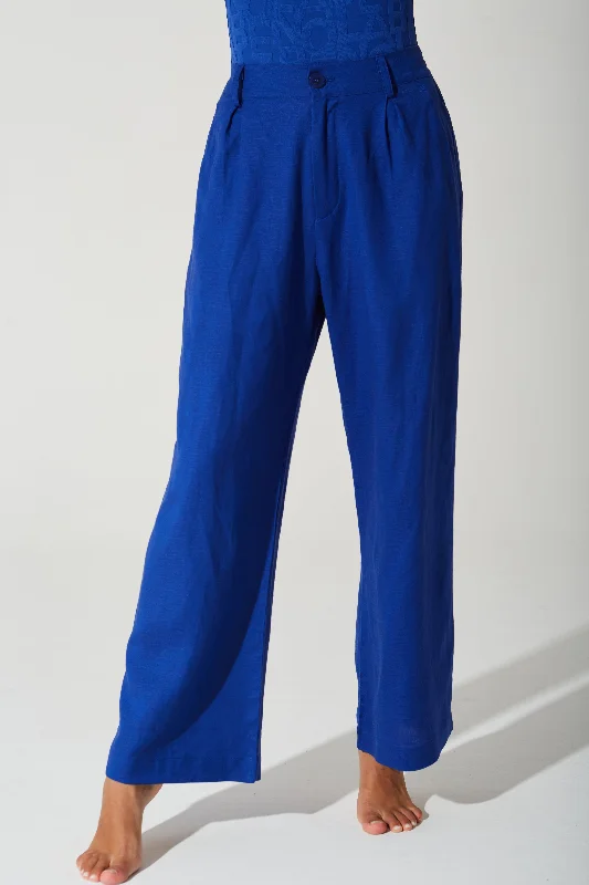Breezy Style Belle Linen Pant - Royal Blue