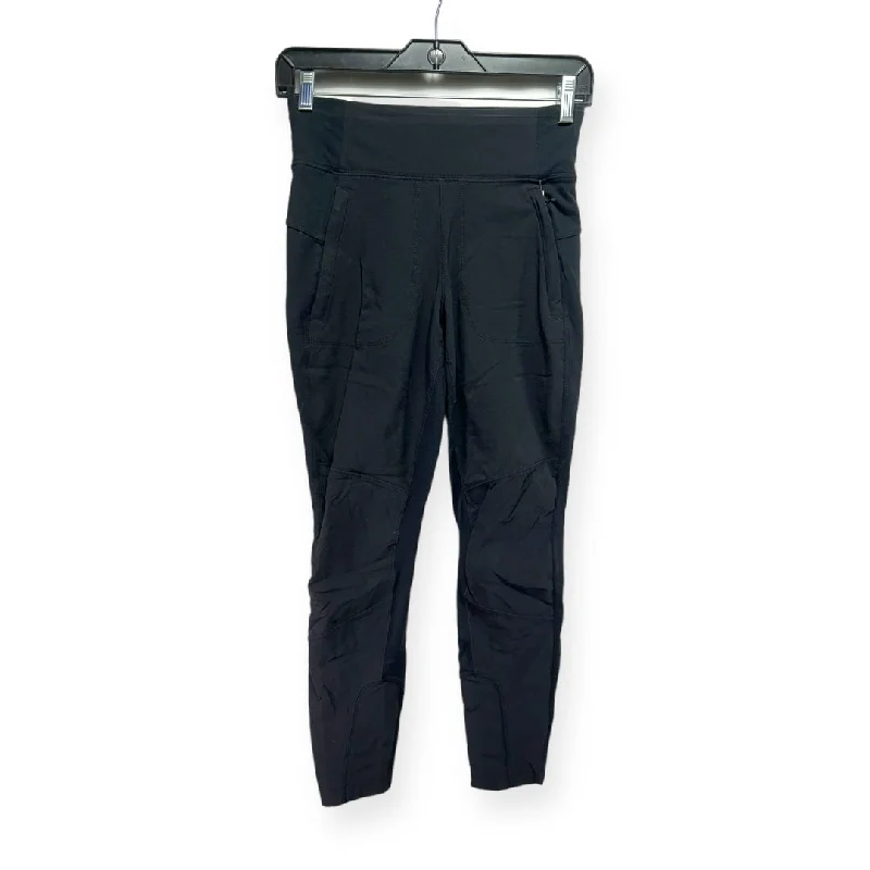 Retro Design Black Athletic Leggings Athleta, Size 4petite