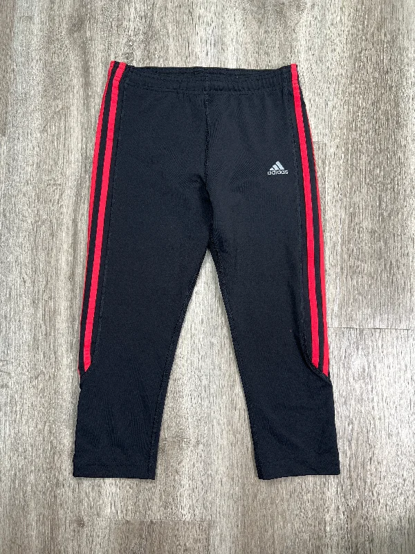 Comfortable Series Black & Red Athletic Leggings Capris Adidas, Size M