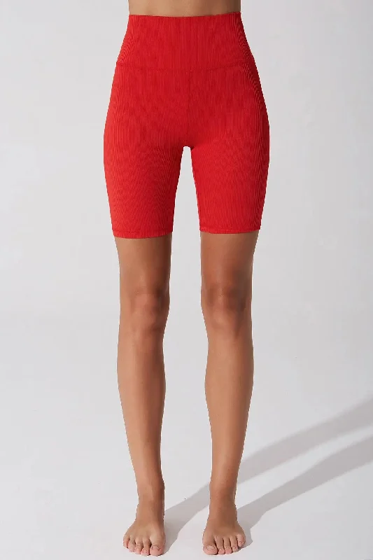 Unique Prints Elite Ribbed Bikershort - Savvy Red