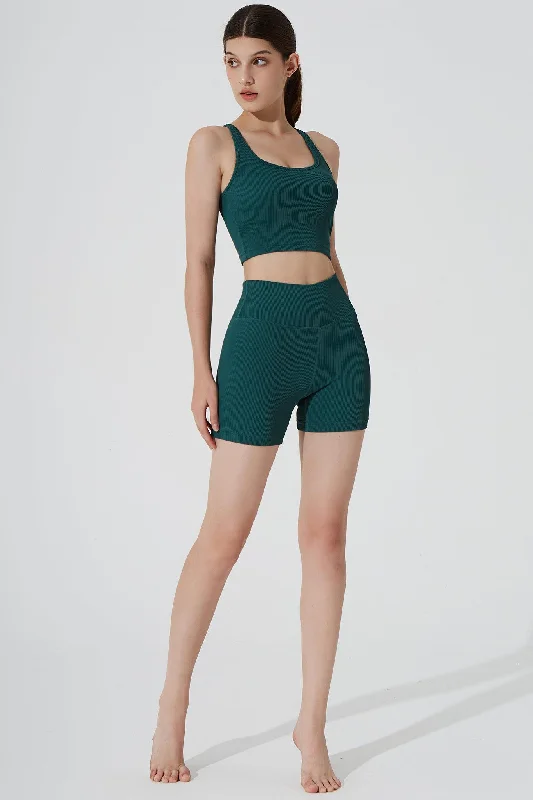 Fashionable Ease Esmeray High Waist Ribbed Short - Botanic
