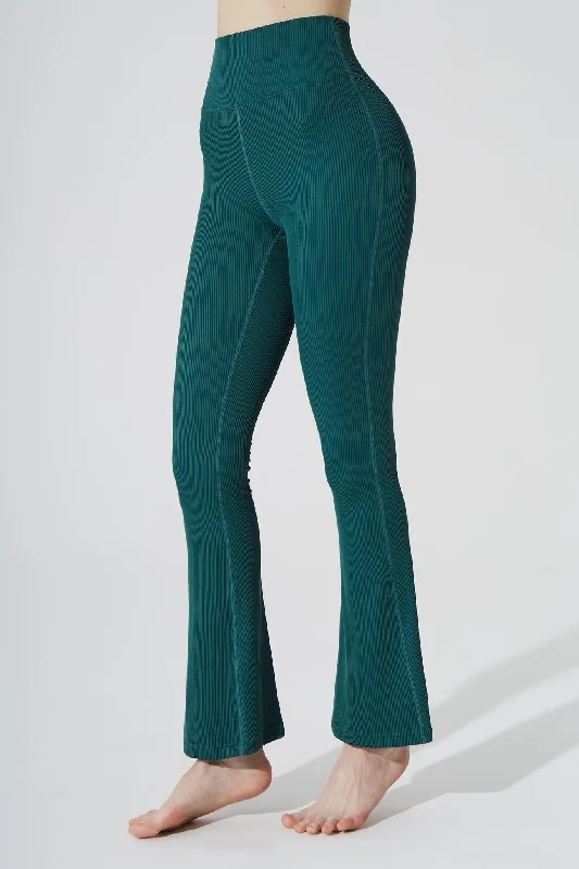 Embroidered Letters Evana Flare Ribbed Legging - Botanic