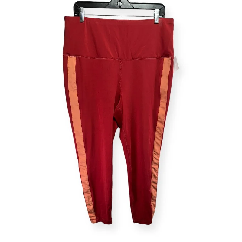 Printed Patterns Orange Athletic Leggings Zelos, Size 2x