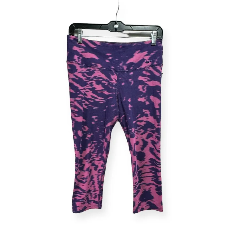 Fresh And Elegant Pink & Purple Athletic Leggings Capris Nike Apparel, Size M